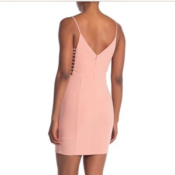 Medium Blush Caged V-Neck Mini Dress - Picture 2 of 4